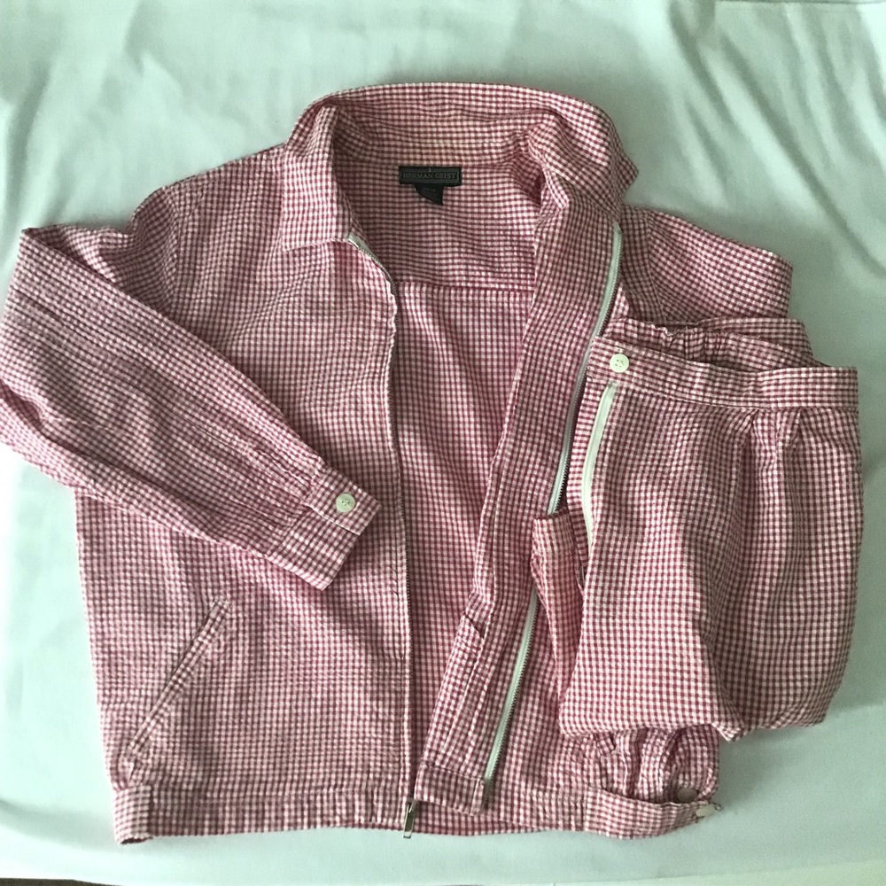 Herman Geist red check gingham set  14
